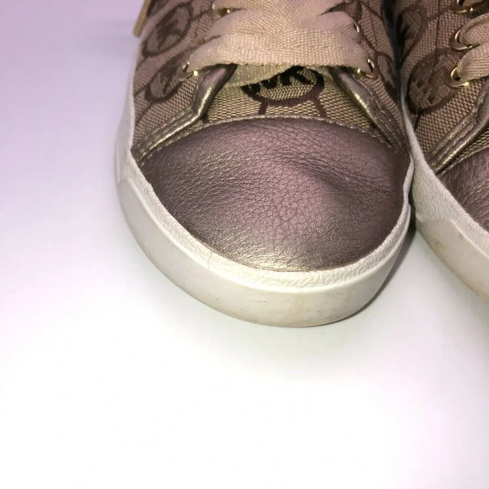 Michael Kors Womens Sz 6 M Lace Up Logo Signature Fashion Shoes Low Top Sneakers
